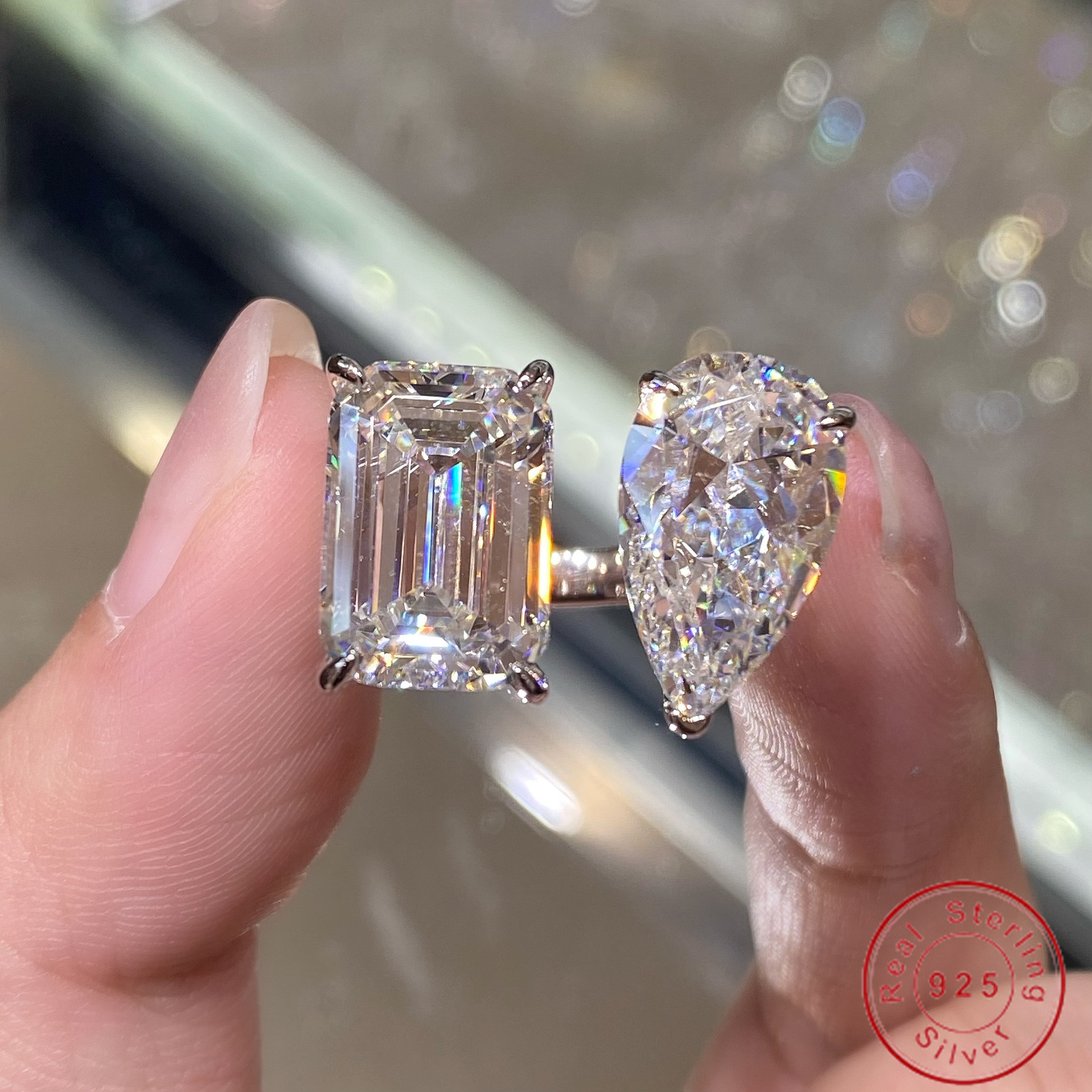 12CT Large High Carbon Diamond Pure 100% 925 Sterling Silver Sparkling Luxury Jewelry Pear Water Drop Gemstones Party Eternity Women Wedding Bridal