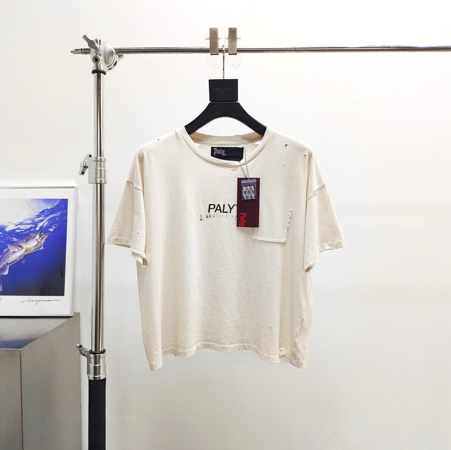 Real Photos Vintage 26SS High Quality Letter Printed Pattern High Street Casual Loose Cotton T-shirt Washed Men's Tops