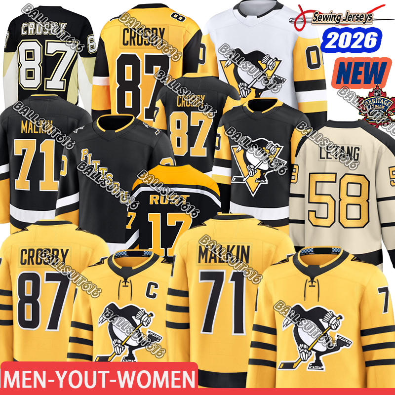 #87 Sidney Crosby pittsburgh hockey jersey penguin jersey Kris Letang Erik Karlsson #58 Letang A Hockey Jerseys 2026-image-908245545