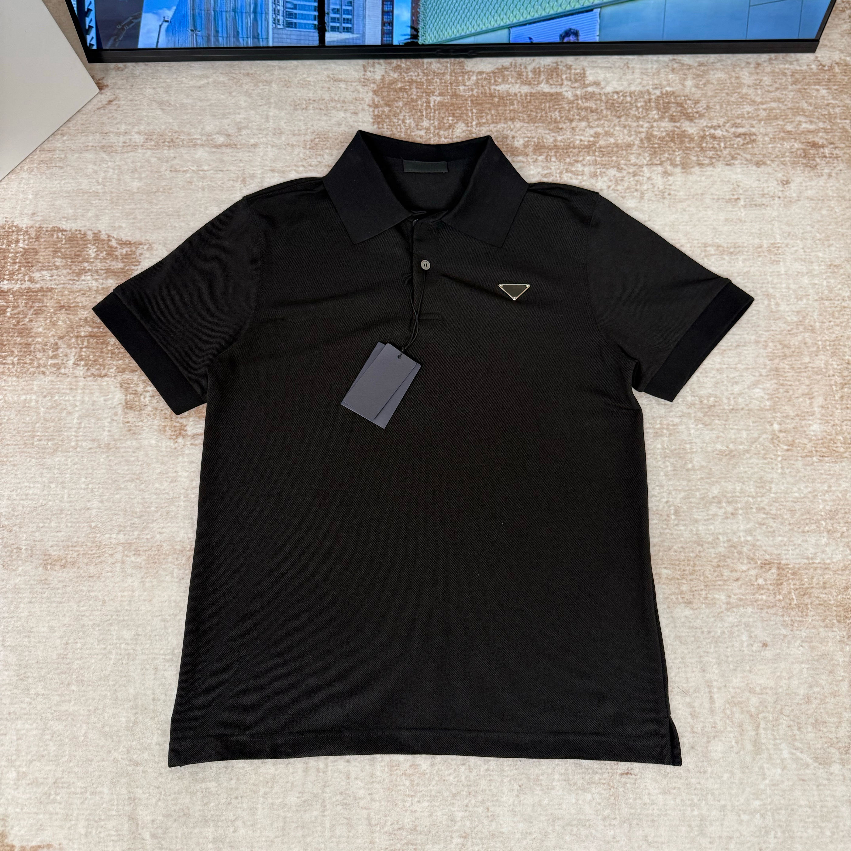Designer brand high-quality men's T-shirt polo shirt classic triangle logo pure cotton fabric men's polo shirt casual business short sleev