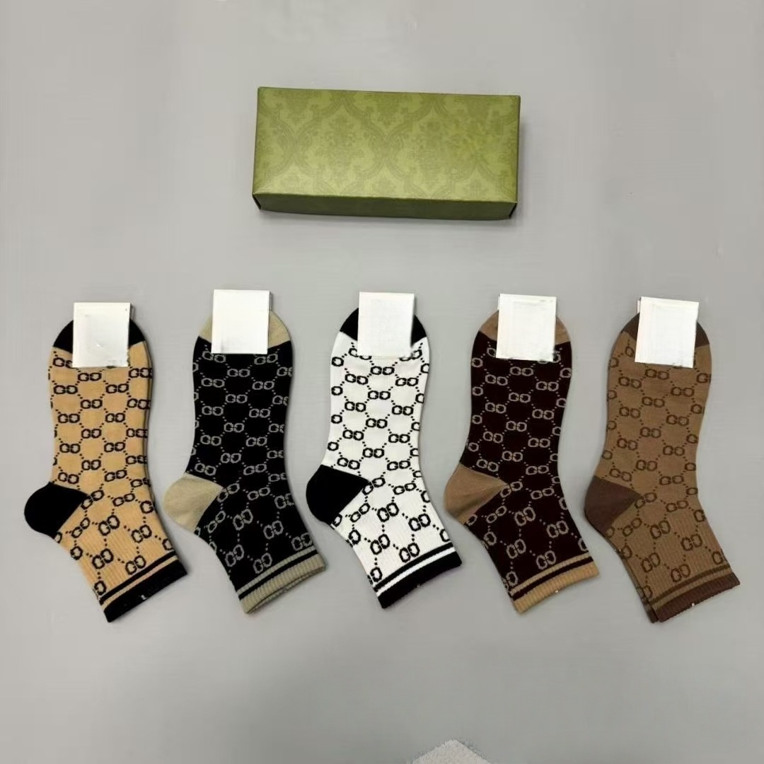 Socks Designer mens socks 5 pairs with box Cotton Breathable sock womens socks High Quality brand letter short socks jogging multicolour style mixed