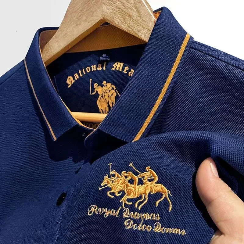2024 High Quality Mens Cotton Embroidered Polo Shirt Summer Highend Business Casual Lapel Short Sleeve Tshirt 260506