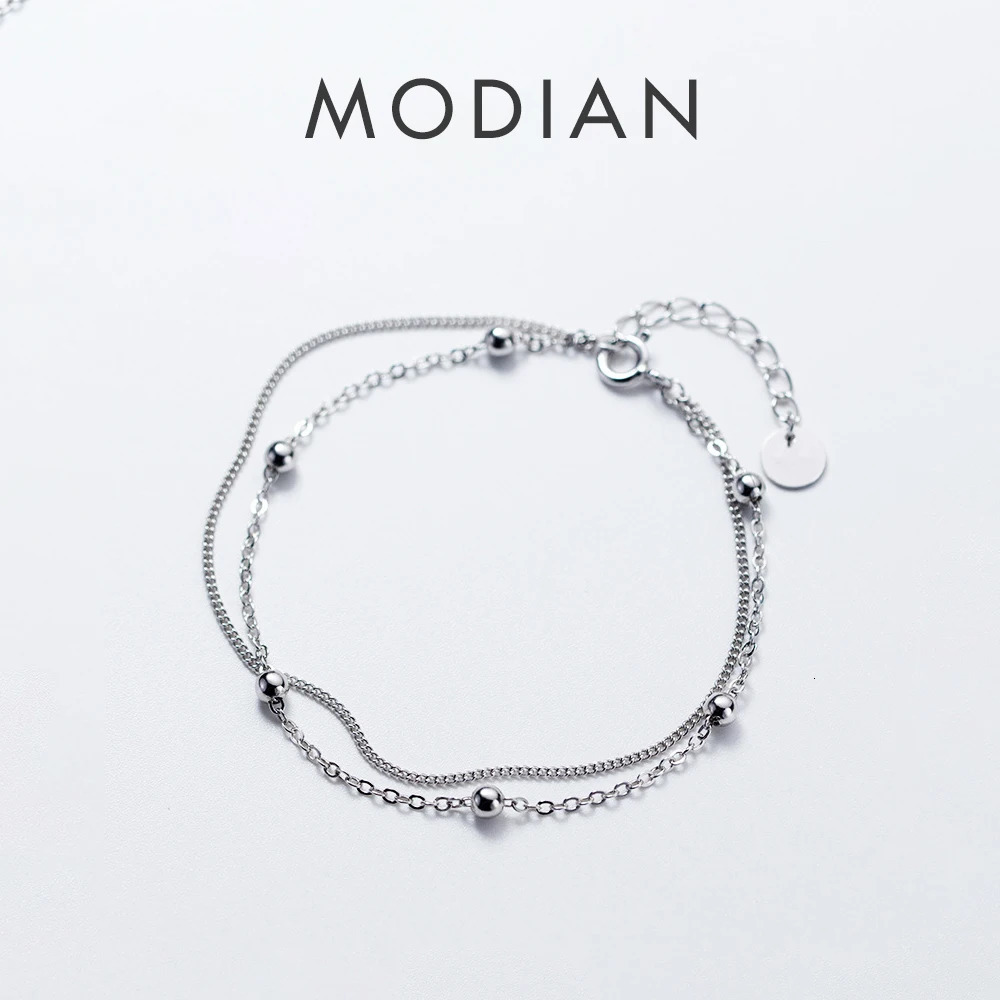 Modian Fashion Simple Beads Line Chain Bracelets For Women 100 925 Sterling Silver Classic Charm Bracelet S925 Silver Jewelry 260525BJ