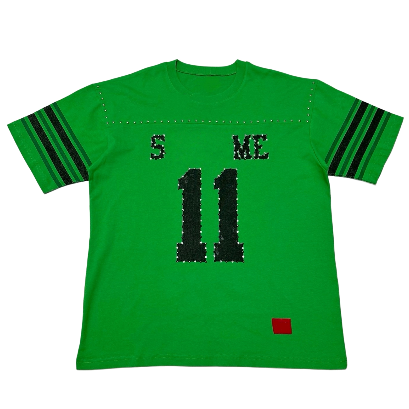 Super Mens t shirts number 11 green football Jersey Rivet Applique Men short-sleeved T-Shirts High quality Hip hop style tops Men Casual short sleev