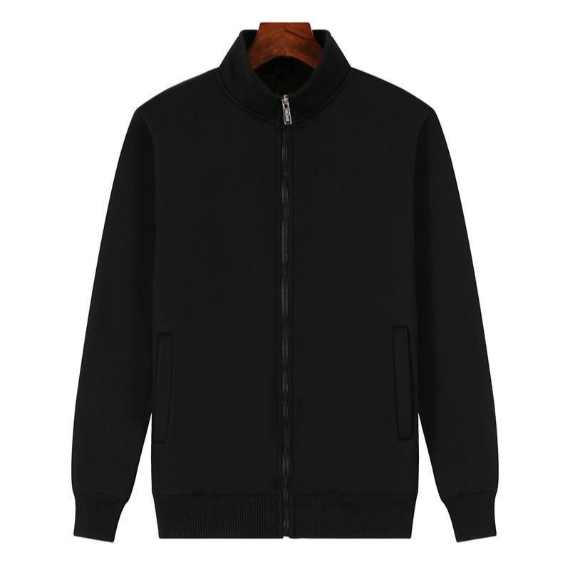 A589 New Style Stand Collar Thick Zip Up Sweatshirt Couples Outerwear-image-1107790434
