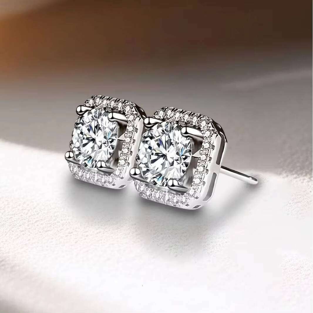 Direct Factory Supply Sterling Silver Moissanite Stud Earrings for Bridal Wear Formal Events-Luxury Style Wholesale Available