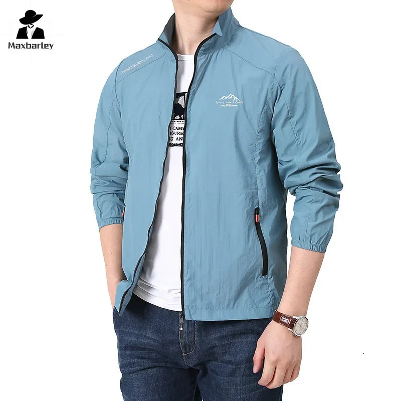 Outdoor Fishing Sun Protection Clothing Mens Summer Casual Thin Loose Breathable Work Jacket Hiking Waterproof Skin Windbreaker 260526BJ