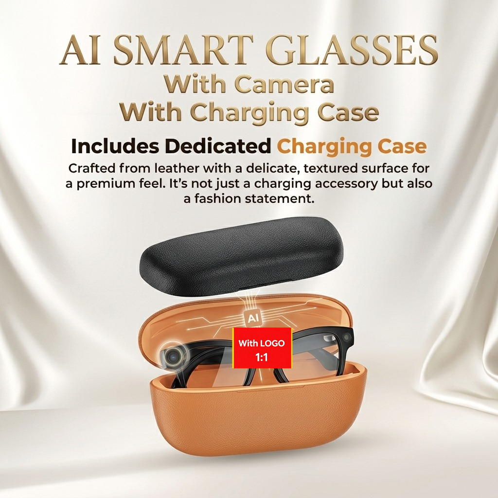 AI Smart Glasses with Camera, Charging Case, Anti-Blue Light Photochromic Lenses, 8MP Camera with Anti-Shake Video Recording, and AI Real-Time Tr-image-1105205891