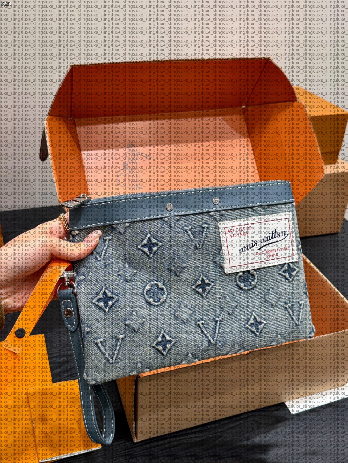 New pochette uomo clutch bags designer woman leather Denim evening bags Embroidered pattern designer clutch bag pochette homme wallets purse