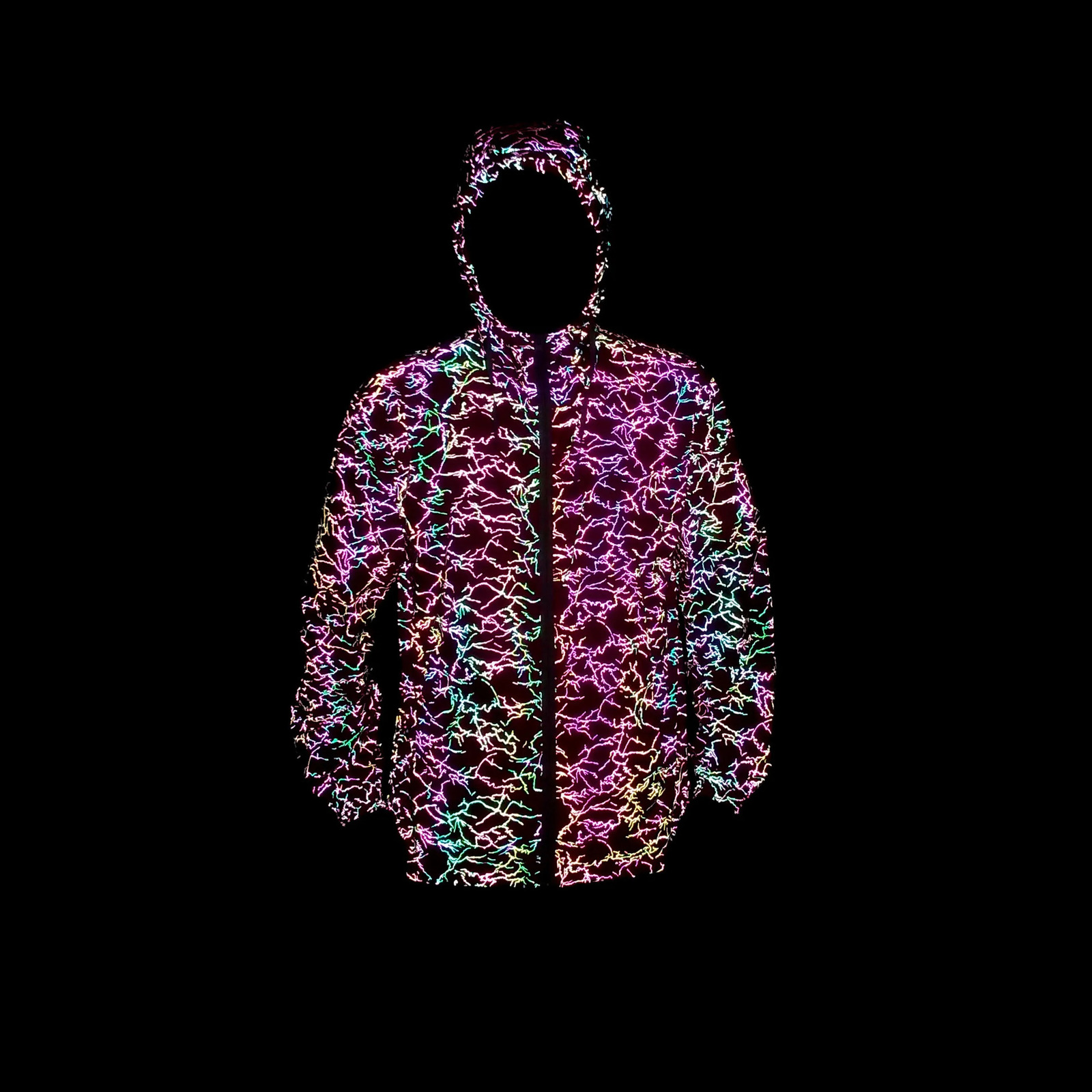 Lightning Pattern Rainbow Color Reflective Jacket Men Harajuku Hip Hop Coat Outdoor Sun Protection Clothing Jaqueta Masculina 260526BJ