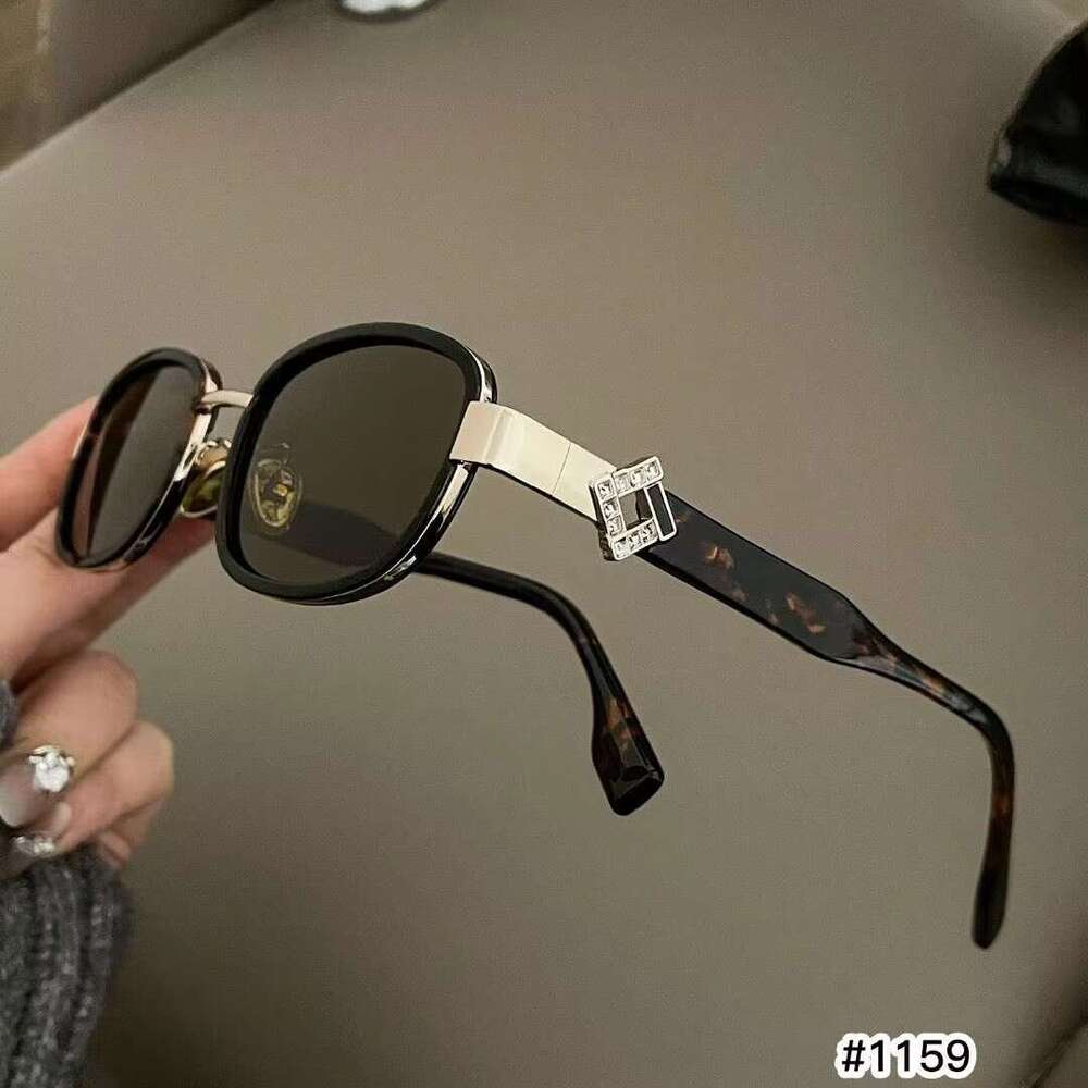 European And American Retro Oval Metal Frame Anti-Uv Sunglasses, High-End New Style Diamond-Embellished Trendy Sunglasses Laotie Laotie