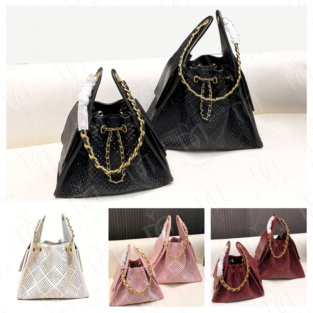 New 25C Cutout Bag Designer bag Perforated Hobo bag Tote bag Drawstring Shoulder bag Summer Women Trendy Crossbody Handbag Weekend Vacation bag Larg