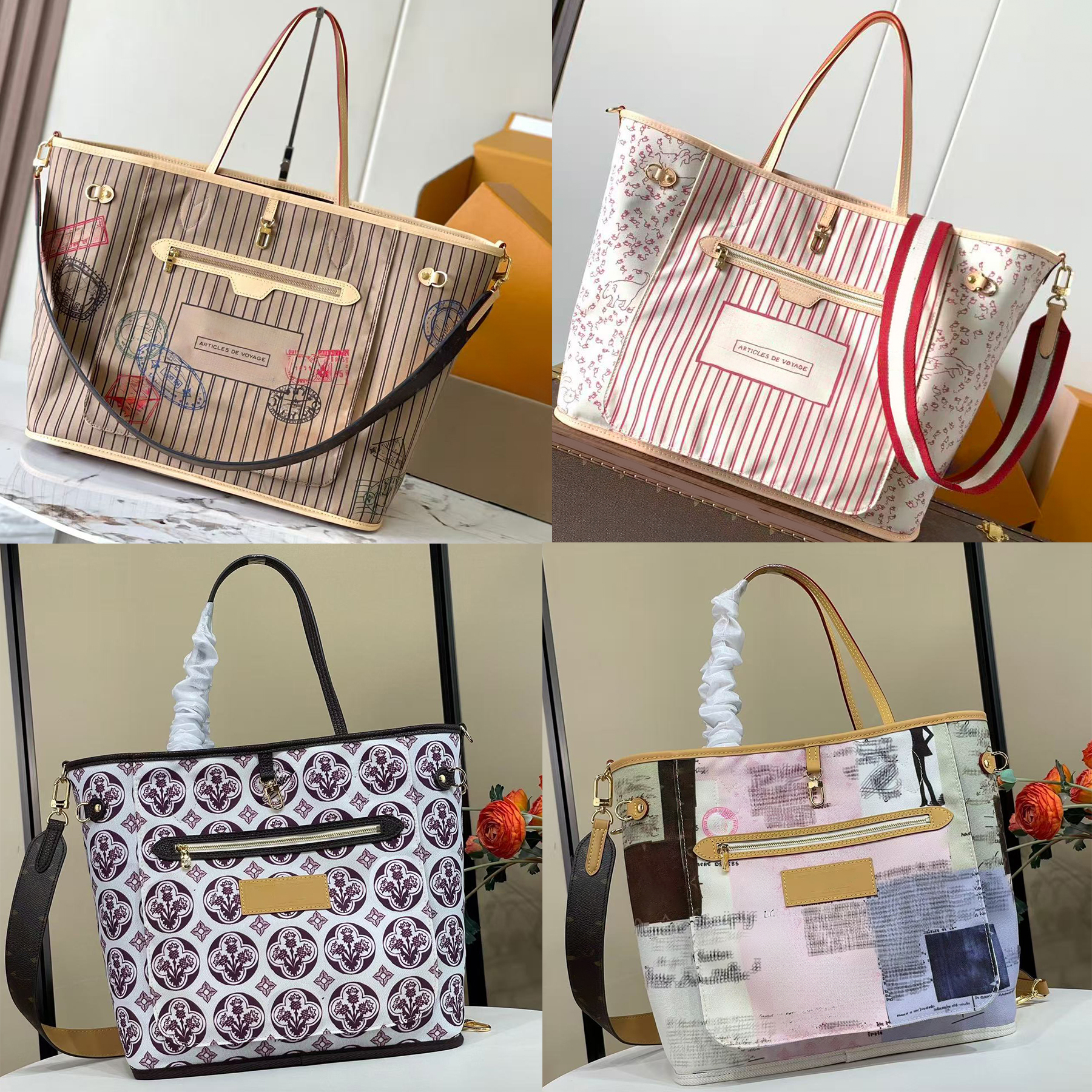 summer tote Coated canvas Designer Tote Bag MM Cowhide-leather trim shopping bag Luxury Shoulder Handbag Diamond quality