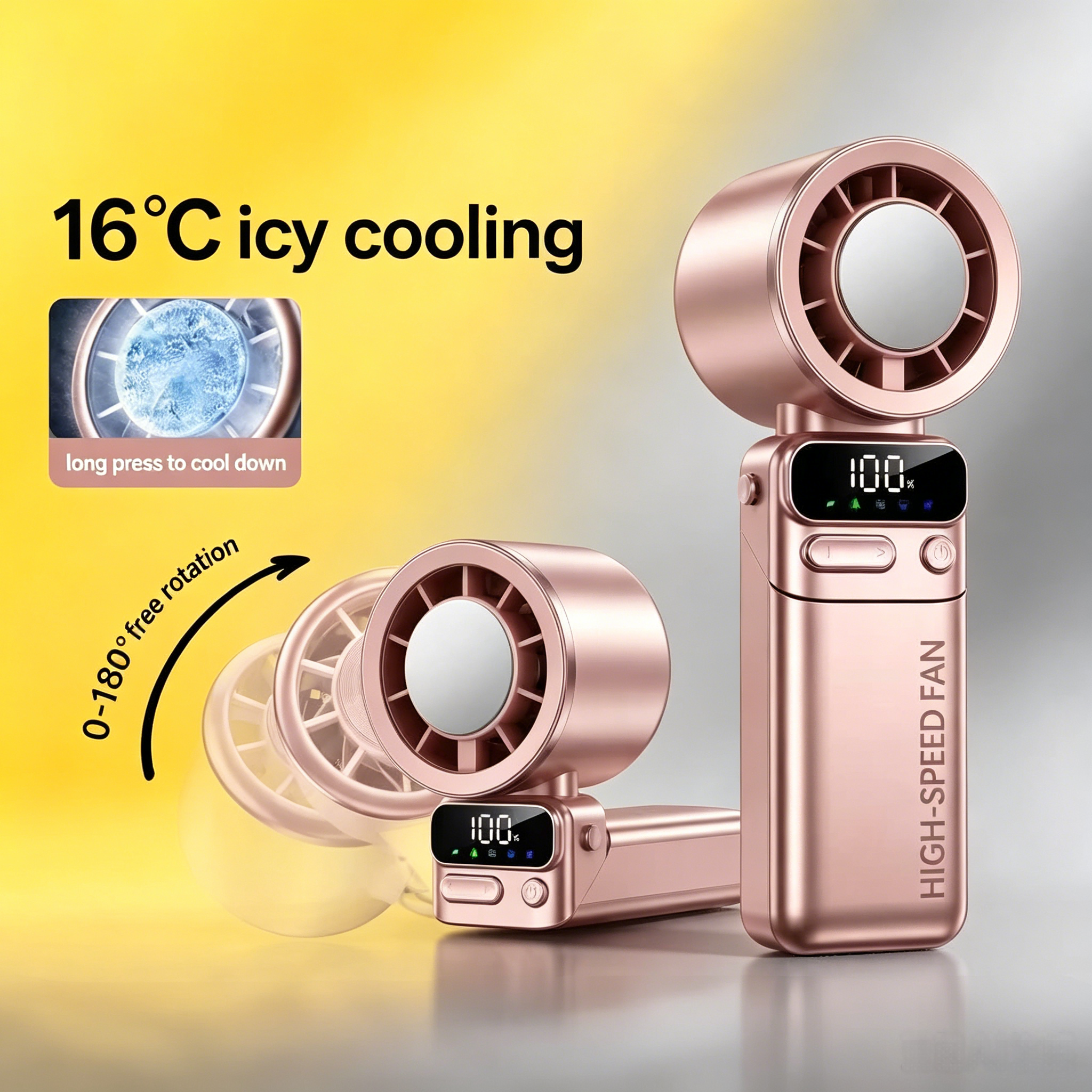 100 Speed Levels Portable Neck Hanging Fan, Foldable Handheld Quiet Fan with Strong Airflow, USB Rechargeable High Speed Cooling Fan for Home Out-image-1107726027