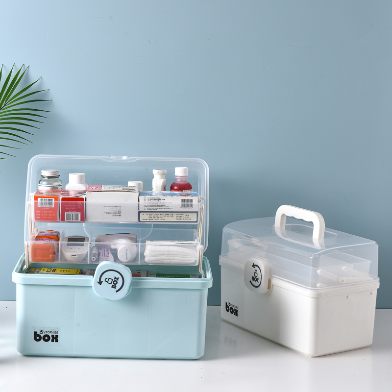 Large-Capacity Thickened Medicine Box Layered Family First Aid Kit Medical Kit Tool Cabinet Portable Storage Box 8225-image-1107747488