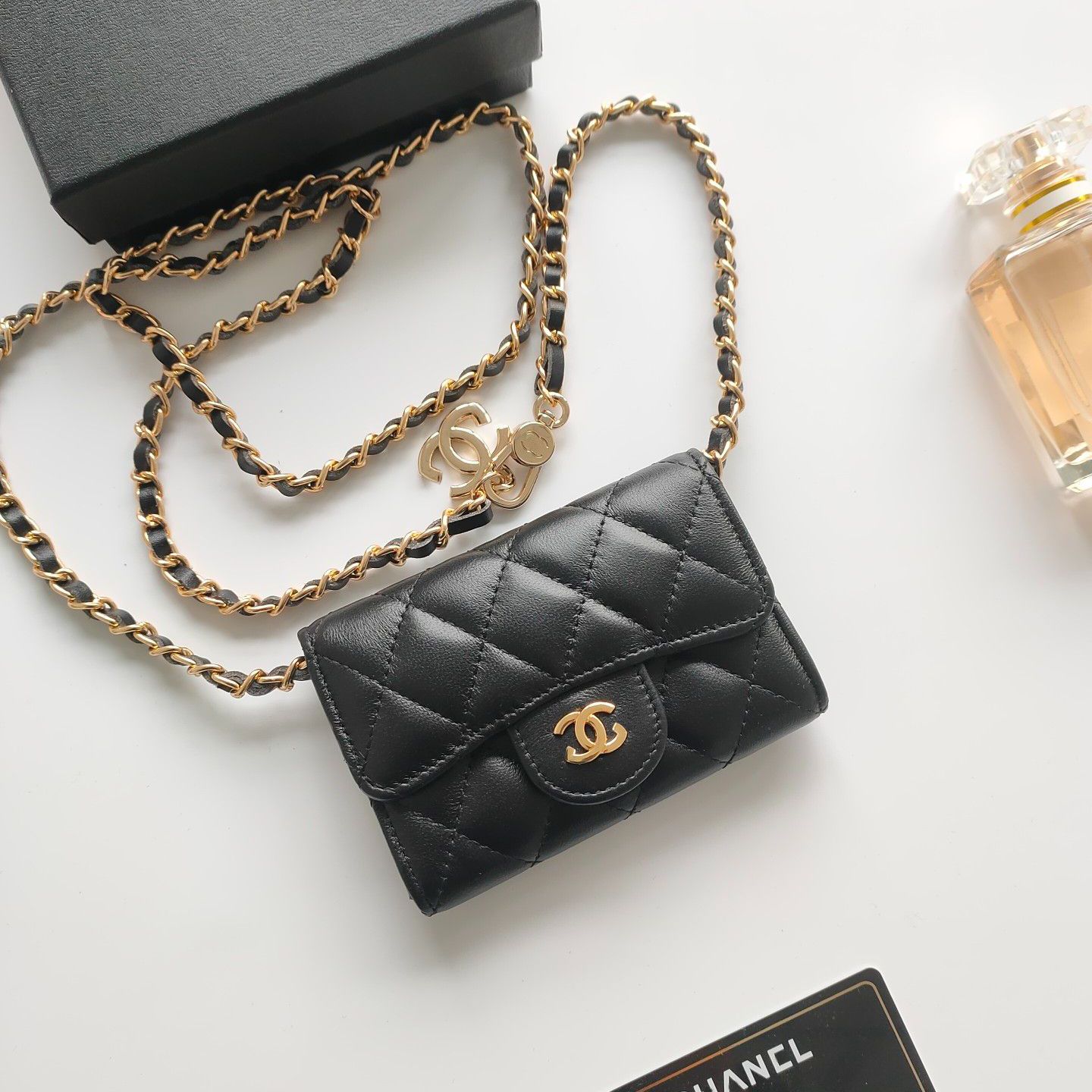 10A CC Classic card holder denim gold tone metal designer shoulder bag Woman chain handbag wallet clip mini wallet sheepskin caviar pattern women ca