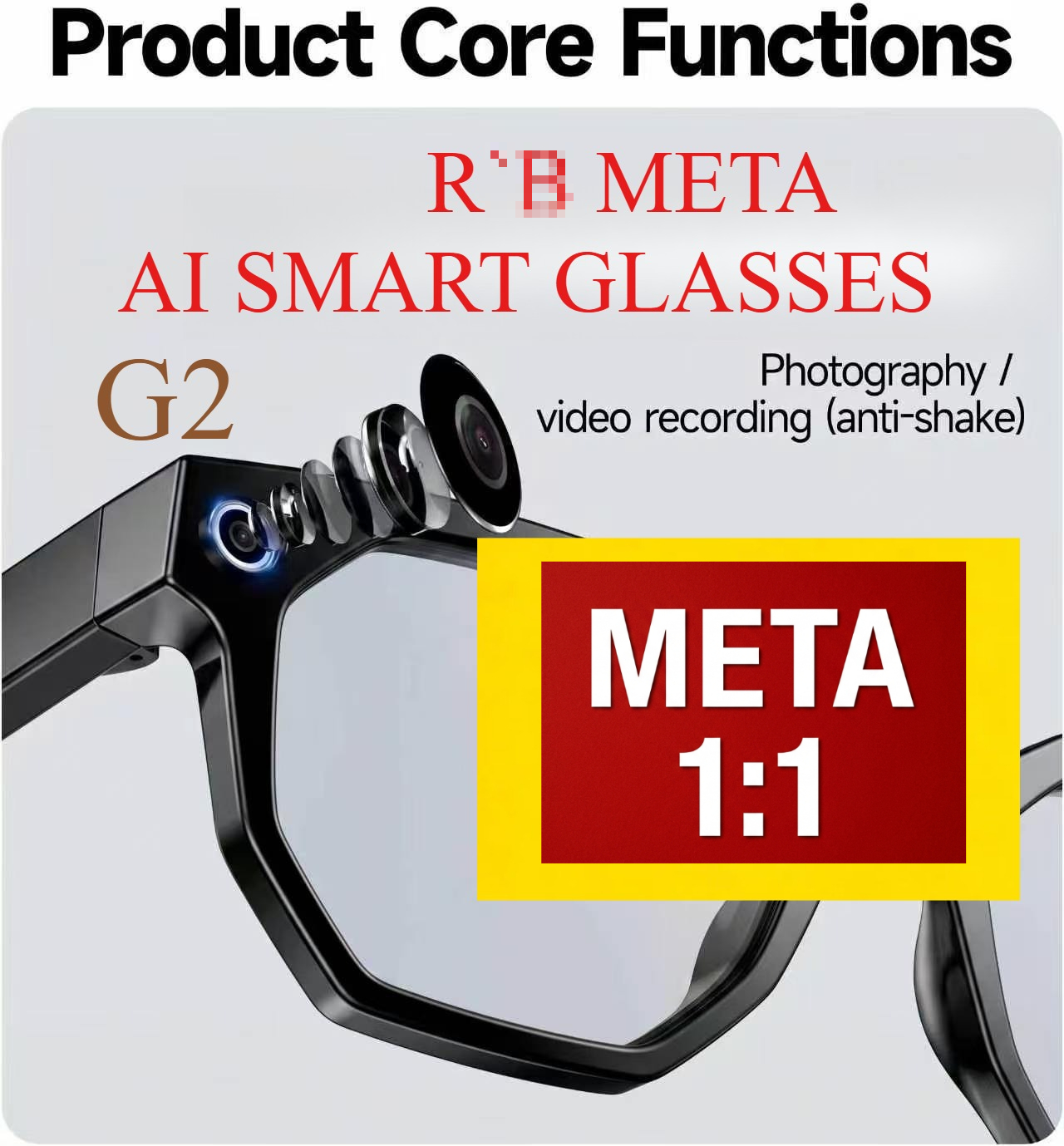 META AI Smart Glasses With Camera Gen2 With R.B LOGO HD Camera Photograph Control Voice Recording Translation Bluetooth Call Sports Waterproof An-image-1103868096