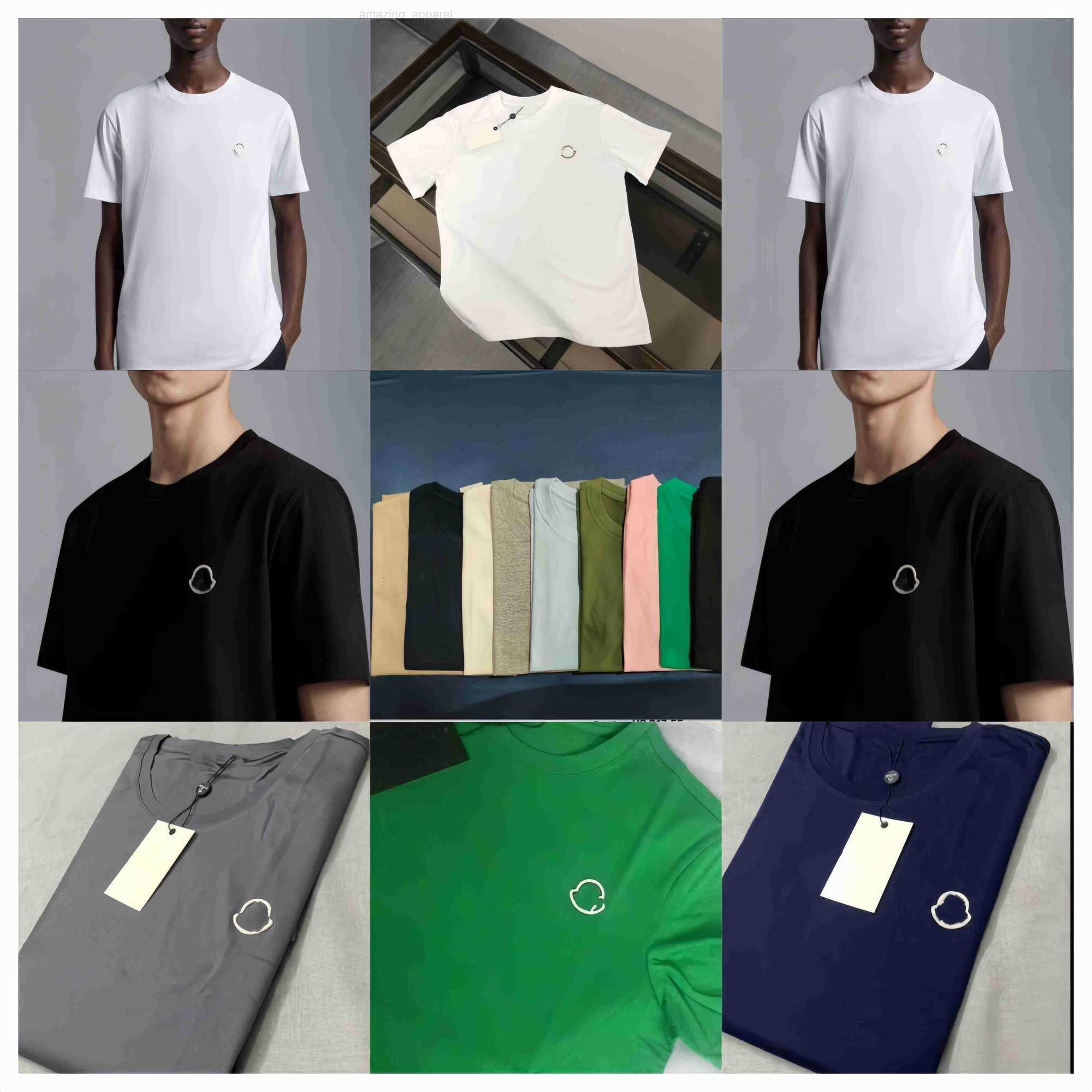 Designer Tee T Shirt MON Brand Tees T-shirt Cotton Summer Half Sleeved Couples Tees T-shirts Designer Brand Man Men Khaki Army Green Navy