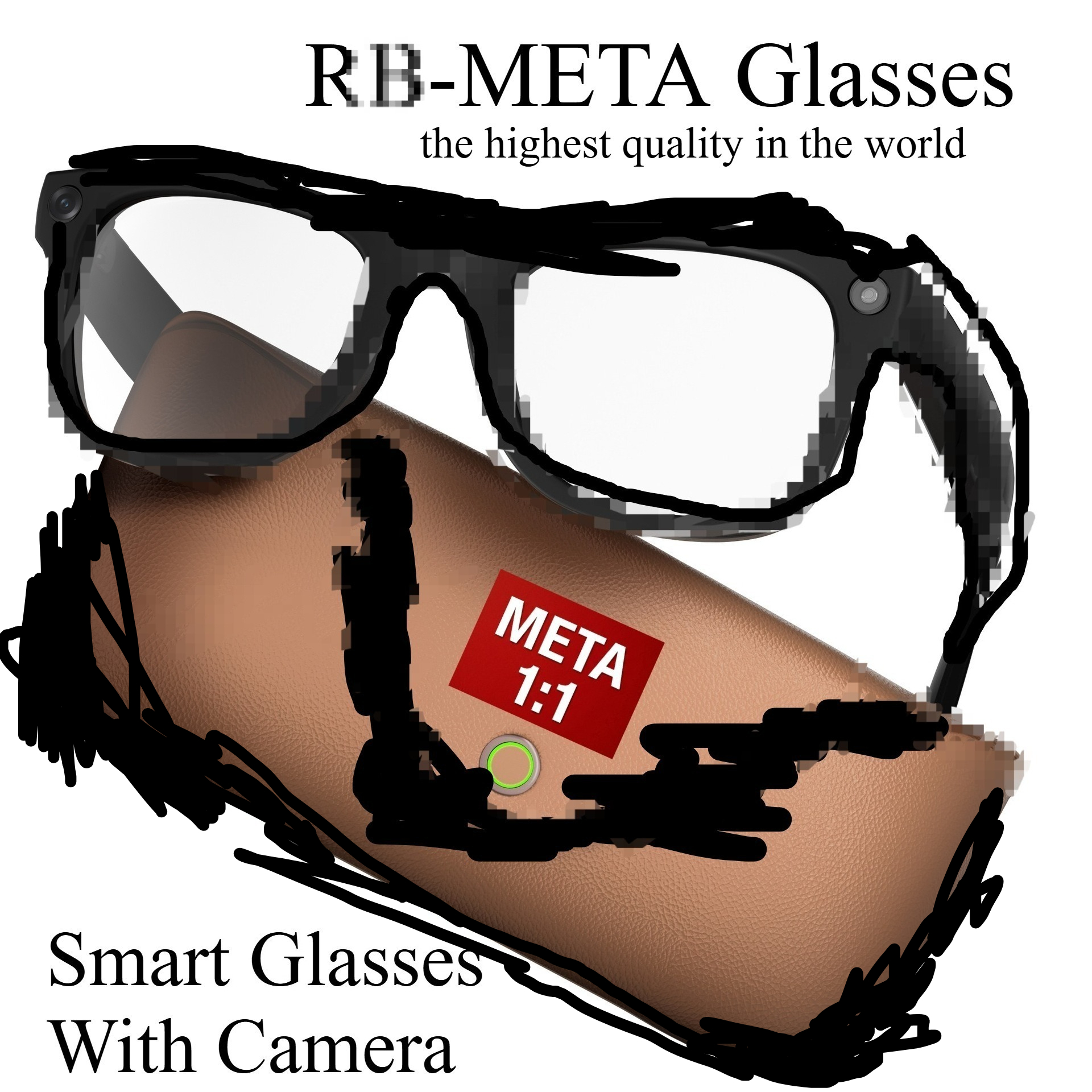 META AI Glasses With Camera,With Charging Case AI Smart Glasses 8MP Camera, AI Real-time Translation, Music, Bluetooth,Connect to the APP, suppor-image-1107646653