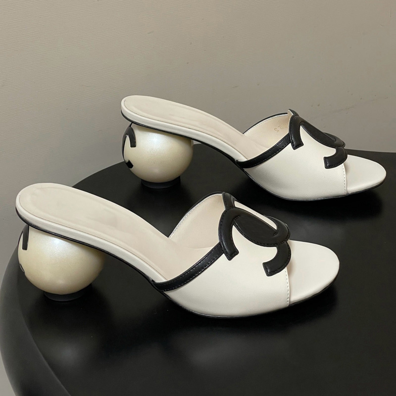 Designer Sandal Heels Slide High Heel Slipper High-quality Leather Flat Mule Lady Summer Beach Casual Women Size 35-41