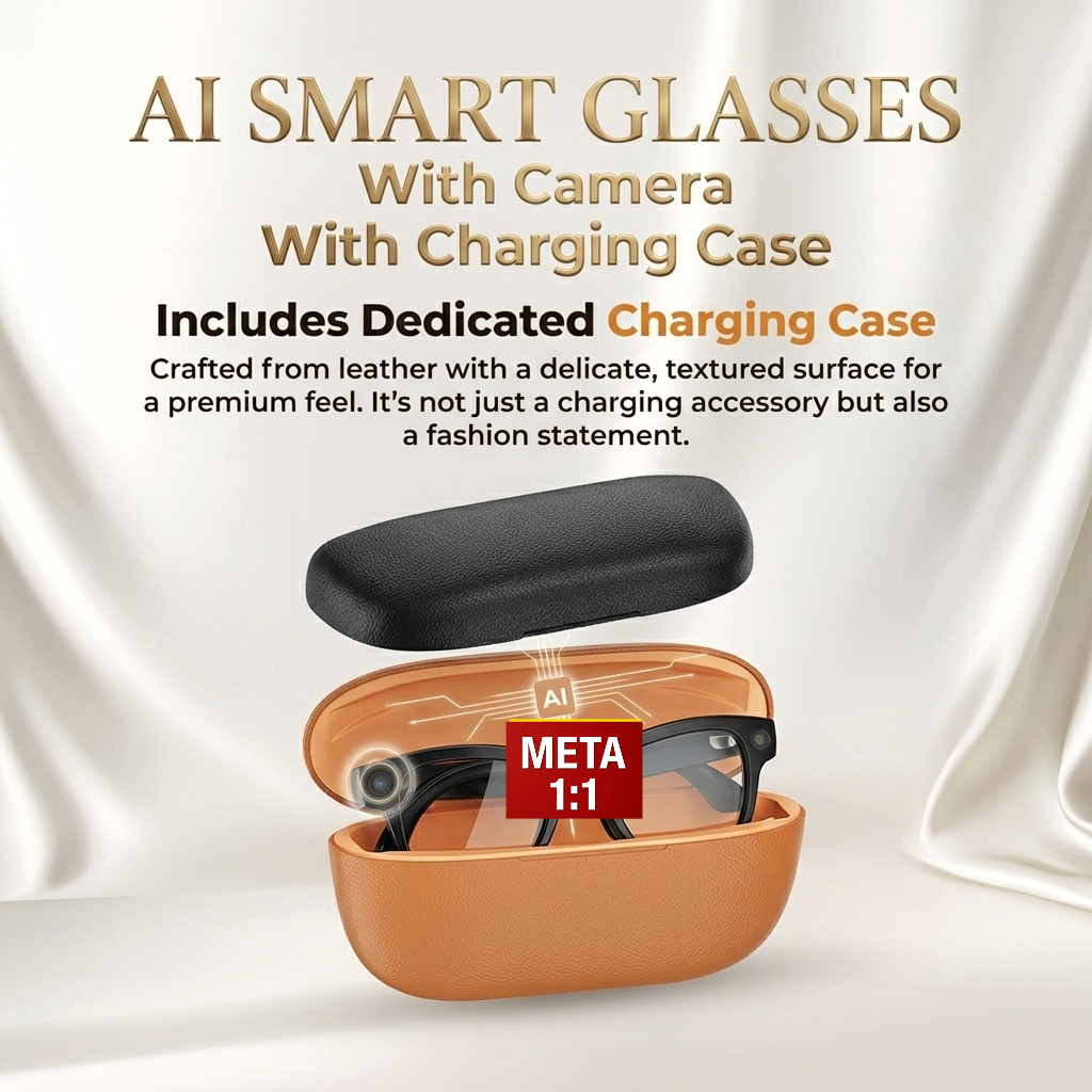 AI Smart Glasses with Camera, Charging Case, Anti-Blue Light Photochromic Lenses, 8MP Camera with Anti-Shake Video Recording, and AI Real-Time Tr-image-1105205888