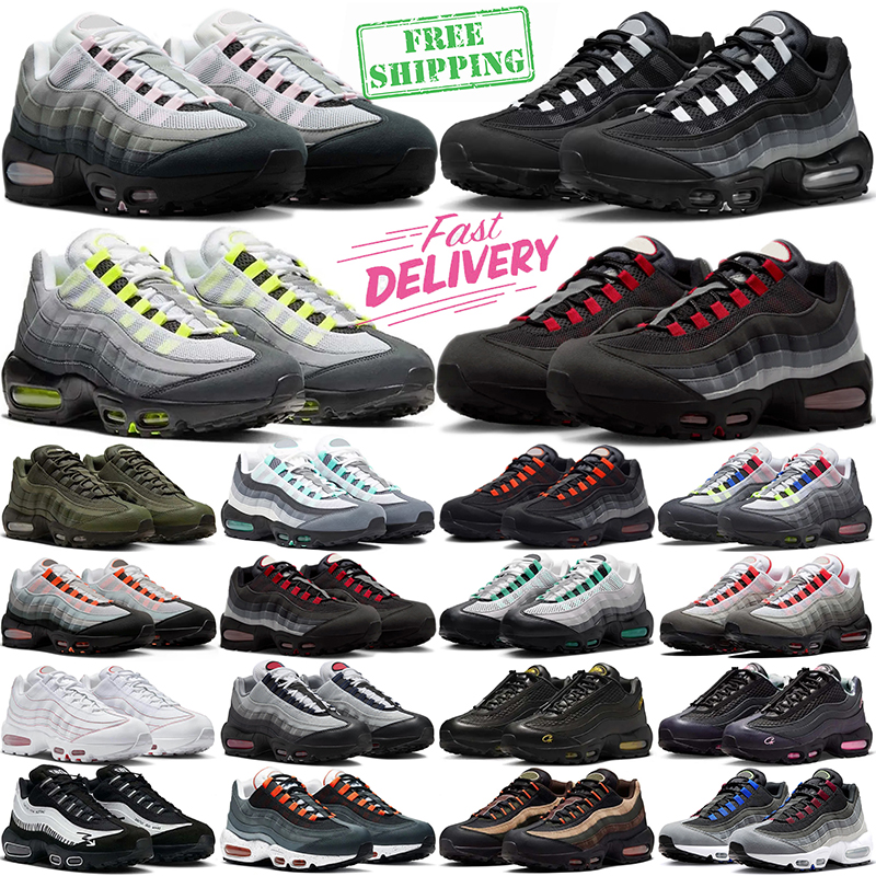 livraison gratuite 95 chaussures de course pour femmes baskets pour hommes des années 95 OG Black Neon Volt Denim Bred Pink Foam Grey Gradient de