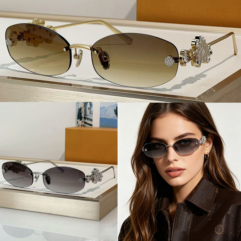 Dazzling Oval Sunglasses luxury designer womens sunglasses Z3186U fashion brand sunglasses brown lenses temple decoration sparkling rhinestones UV P