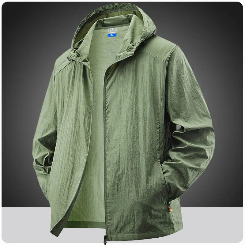 Summer Waterproof Hiking Jackets Men Fishing Cycling Hooded Gym Sports Running Coat Outdoor Sun-Protective Thin Jacket Clothing 260526BJ