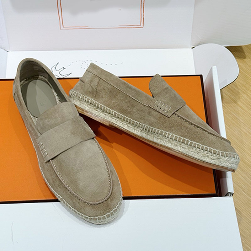 men designer leather suede goatskin Trip espadrille classic rope sole casual versatile Espadrille casual style perfect for summer walk loafers Made