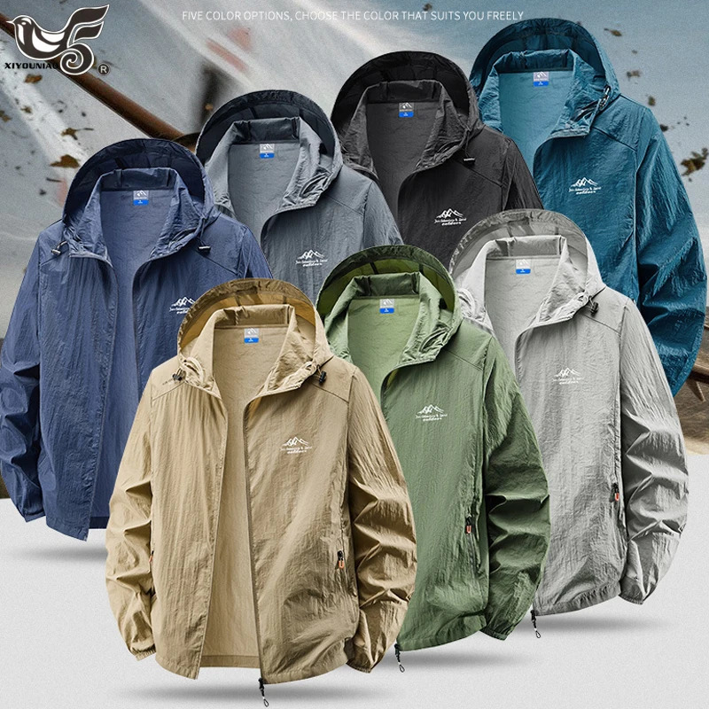 Hooded sunscreen clothing summer mens UV protection Jackets ultra-thin breathable fishing Hiking windbreaker Waterproof jacket 260526BJ