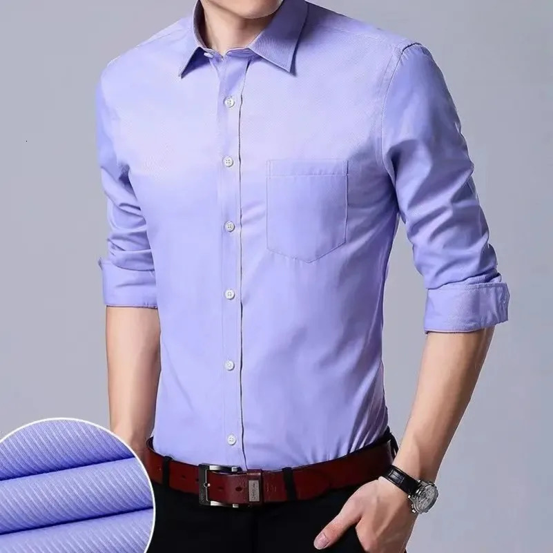 Plus Large Size 9XL Slim Fit Mens Business Long Sleeved Shirt Black Casual Work Regular Classic Male Social Dress Shirts KOACUS 260526BJ