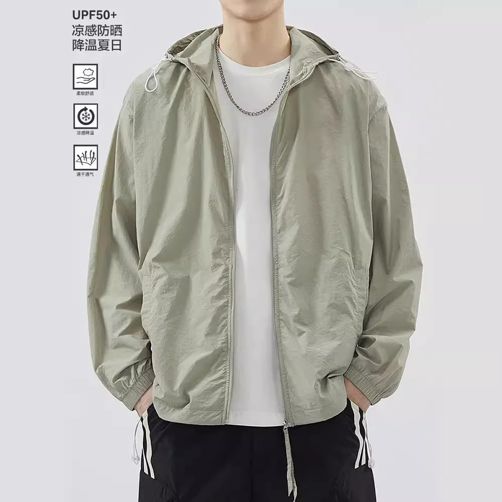Ice Silk UPF 50 Mens Sun Protection Coat Breathable Lightweight Summer Quick Dry UV Protect Outdoor Hoodie for Hiking Fishing 260526BJ