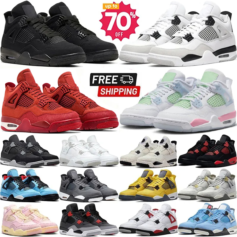 Designer Men 4s Basketball shoes 4 Black Cat Military Sail Yellow Thunder White Fire Red Cool Grey University Blue Pure Women Outdoor sports snea-image-956691229