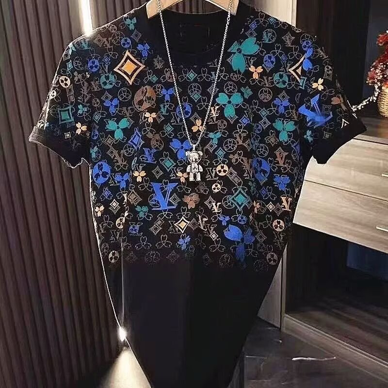 2026s summer new style printed design crewneck mens t shirt fashionable versatile high end feel light luxury breathable short sleeve free shipping