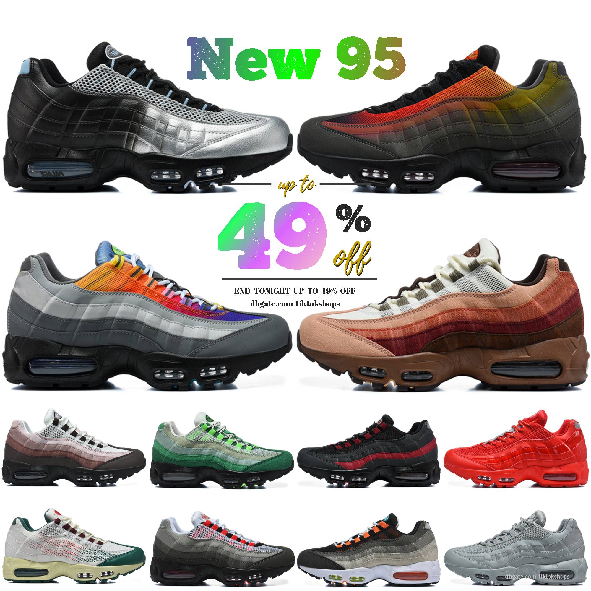 95 Triple Black White Running Shoes Neon 95s Metallic Silver Obsidian Tattoo Light British Tan Violet Ore Total Racer Blue Crimson Grey Cargo Khaki