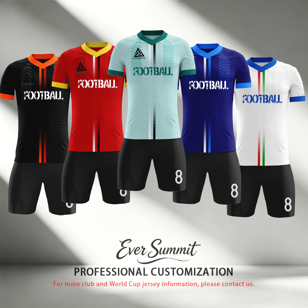 Ensemble d'uniforme de football personnalisé à col en V, maillot de football OEM en polyester respirant, short pour les matchs d'équipe