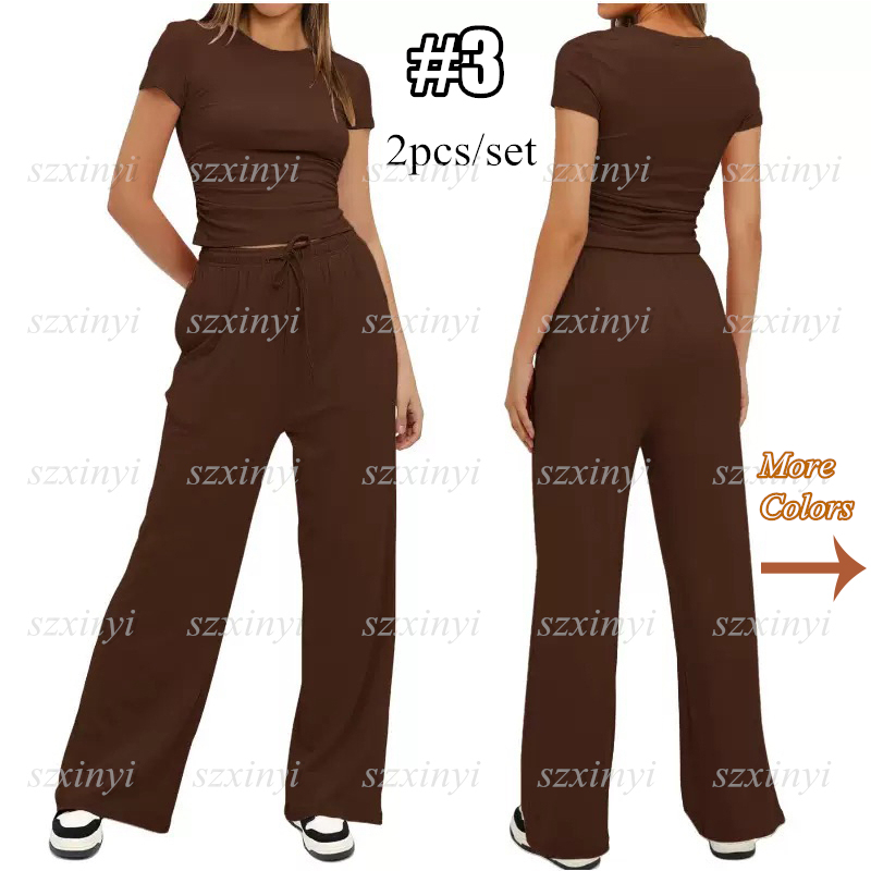 Mode femmes survêtements hauts t-shirts sport Yoga t-shirt pantalons pantalons pour femmes