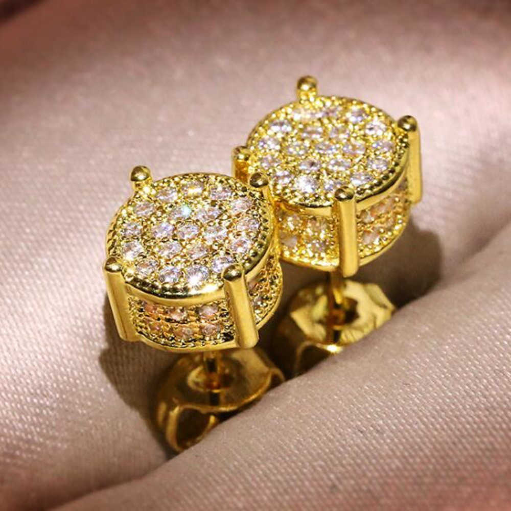 Men Womens Ins Fashion Shine Crystal Earrings Gold Silver Plated MINI Luxury Bling Diamond CZ Moissanite Earring aretes brincos ear rings earings Je