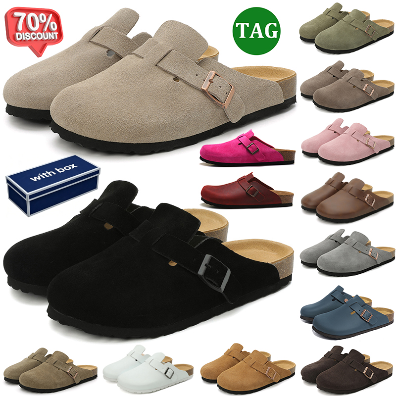 with box clogs men women designer slippers d h gate comfort sandals stylish slides outdoor trending Unisex sandal Two-Strap shoes Taupe black tan