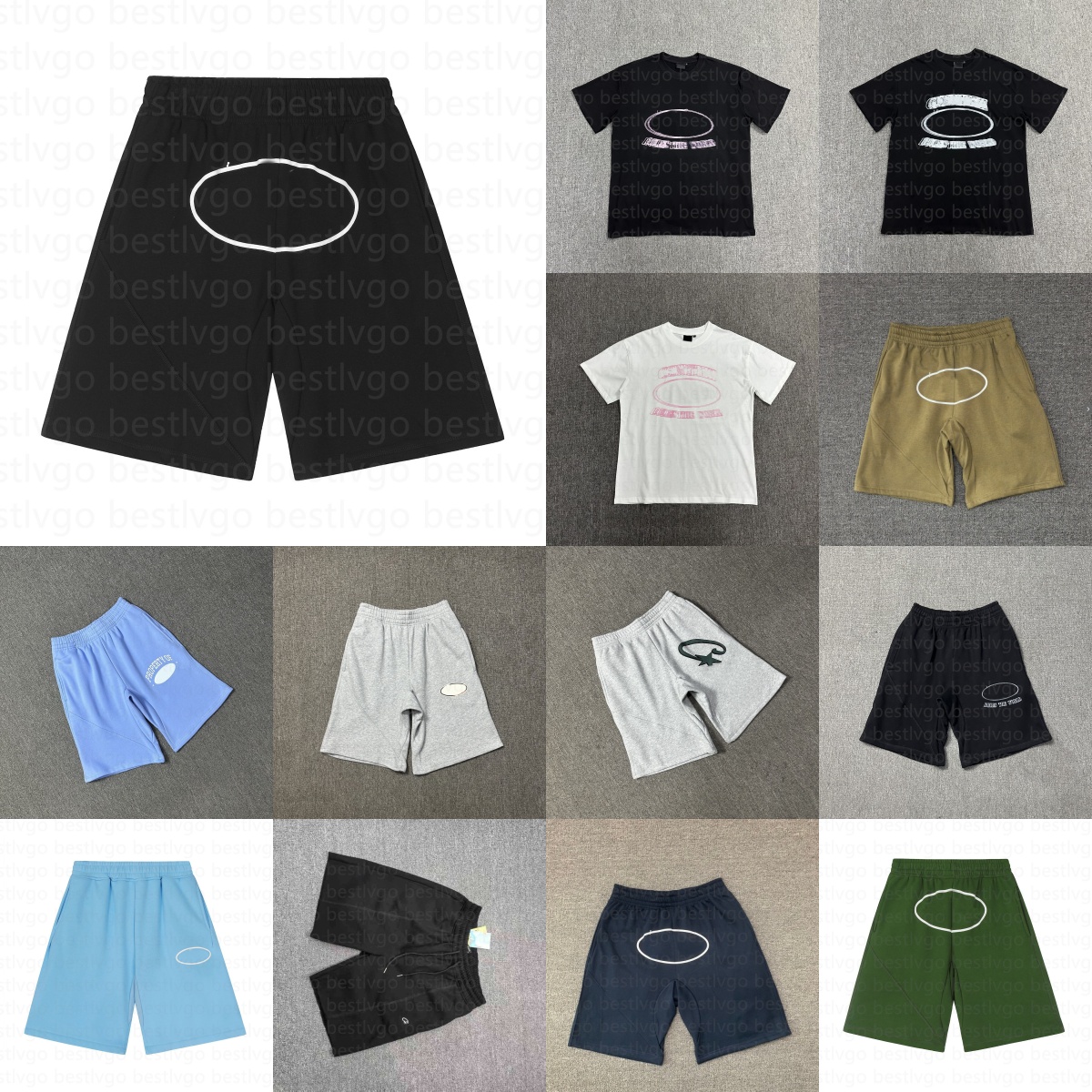 Designer men shorts American street classic printed straight leg knee length shorts trendy casual loose shorts round neck short sleeve T-shirt to