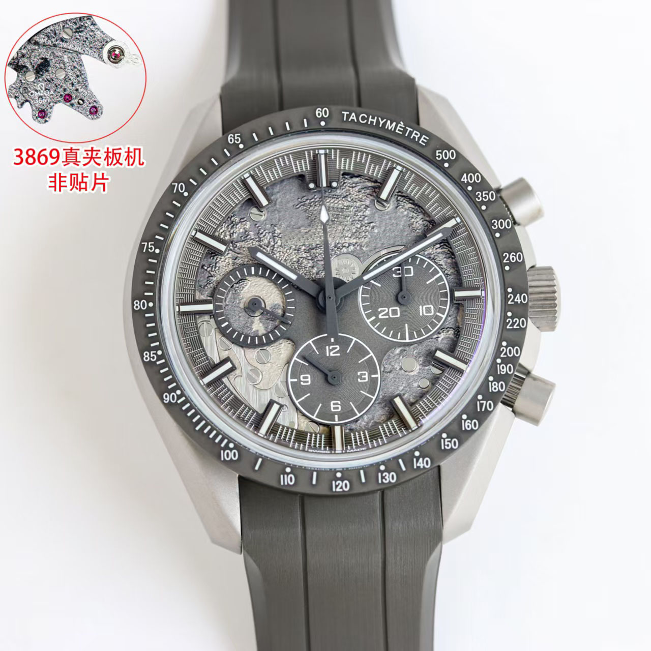 Grey Side of the Moon Ceramic Mens Watch 310.92.44.50.06.002 Chronograph Luxury Wristwatch 3869 Manual Winding Sapphire Crystal