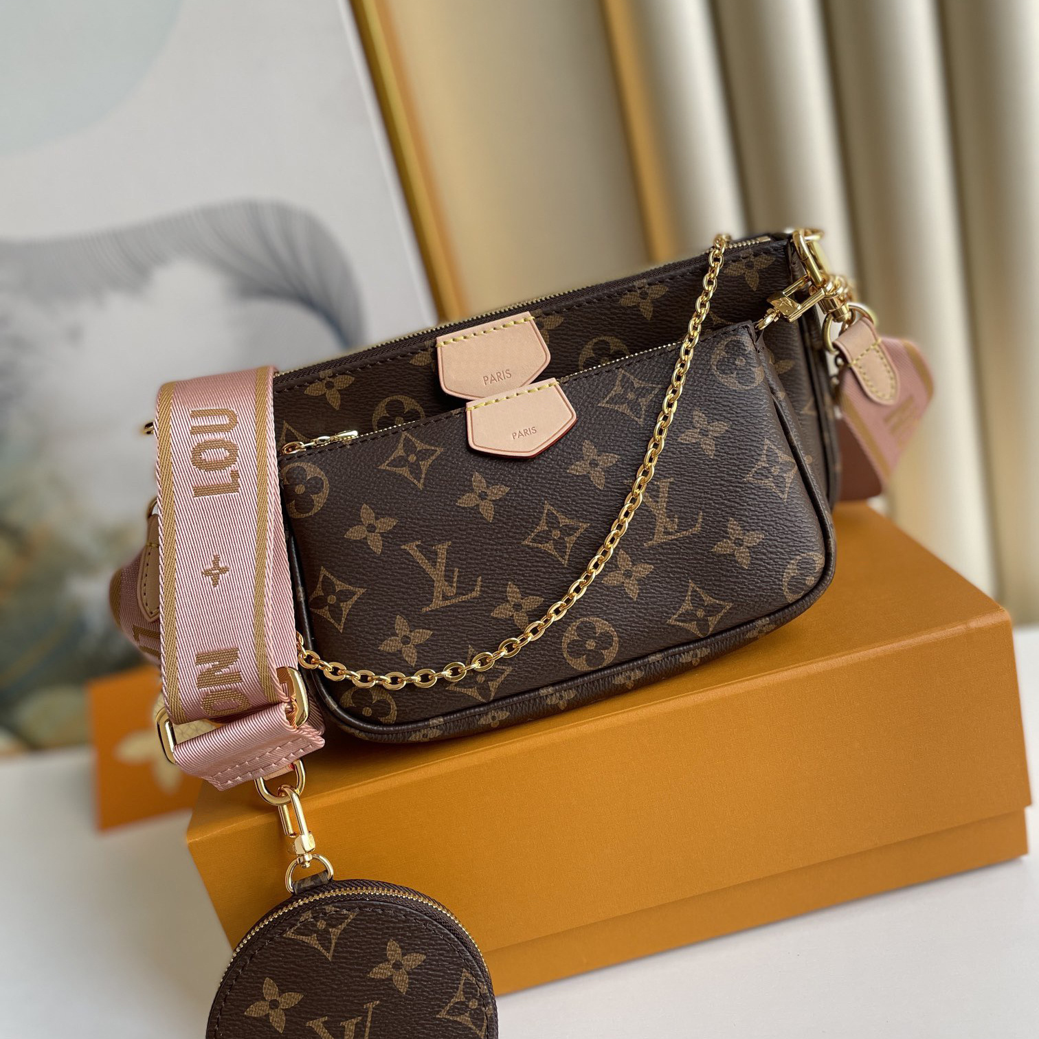 Top Designer bag for women shoulder bag Multi Pochette Accessoires monogram cross body bag and a Round Coin Purse Luxury Metallic Chain Tote Bag Wom