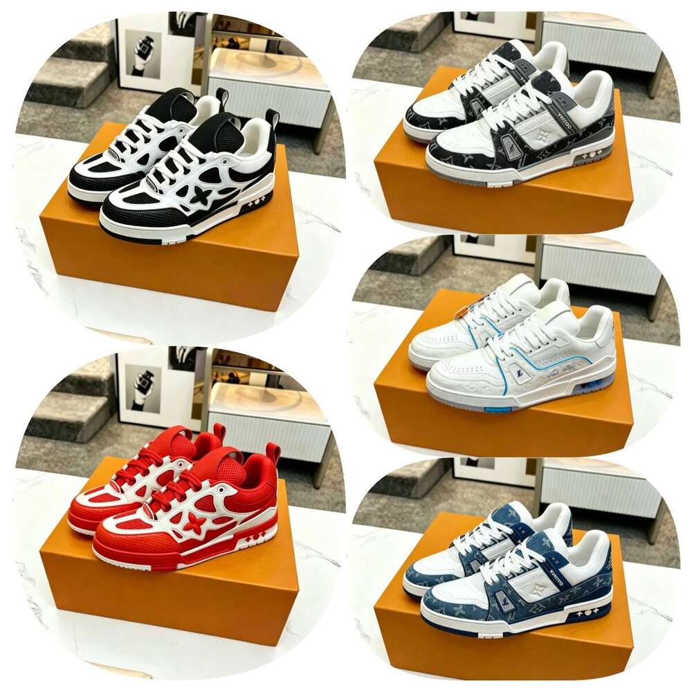 Top Quality Skate Series Designer Luxury Platform Trainers Calfskin Leather Lace up Sneakers Men Women Daily Casual Walking Shoes With Box