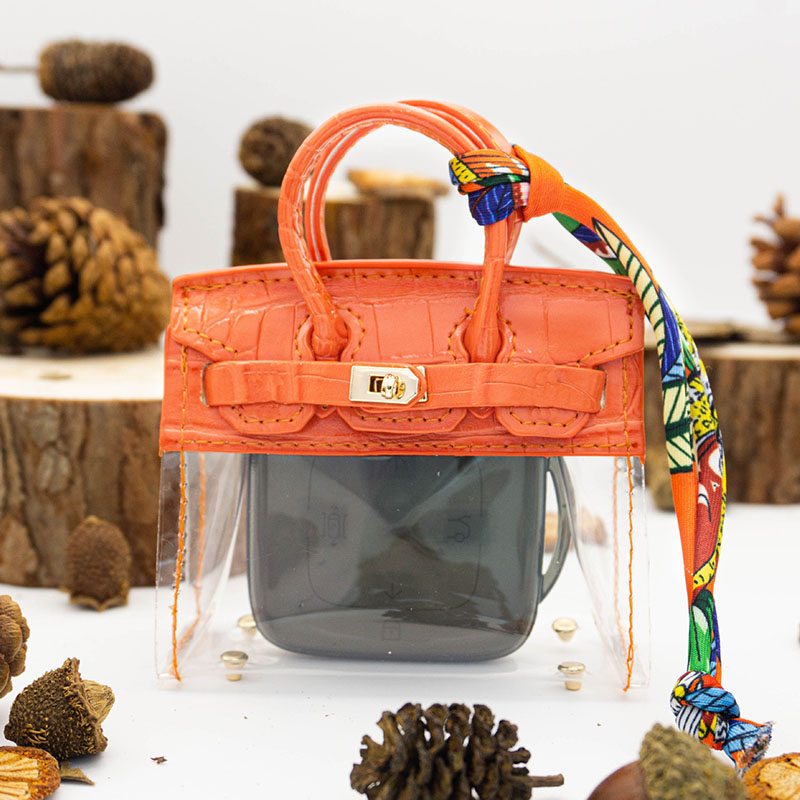 Transparent Designer Car Key Bag Luxury Crocodile PU Leather Clear Mini Bag TWS Wireless Bluetooth Headphone Earphone Case Phone Charm Coin Lipstick