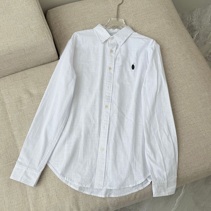Women's Blouses Designer Shirt Spring/Fall Linen-Cotton Blend Embroidered Polo Collar Sizes S-XL 998