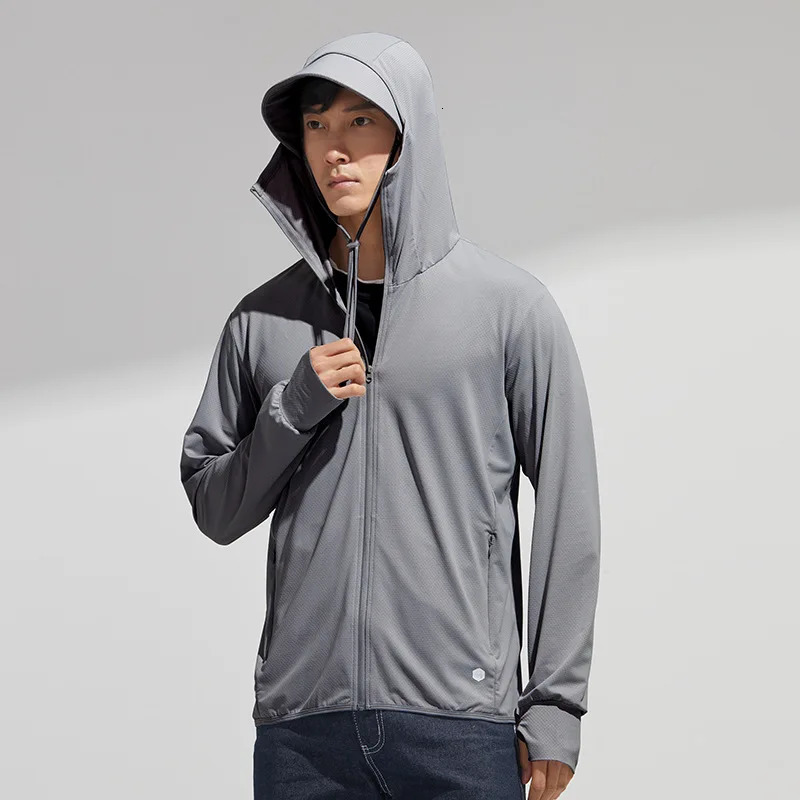 Summer Outdoor Sunscreen Clothing Men Hooded Sunscreen Jacket upf50 Anti-ultraviolet Thin Paragraph Ice Silk Sunscreen Clothing 260526BJ