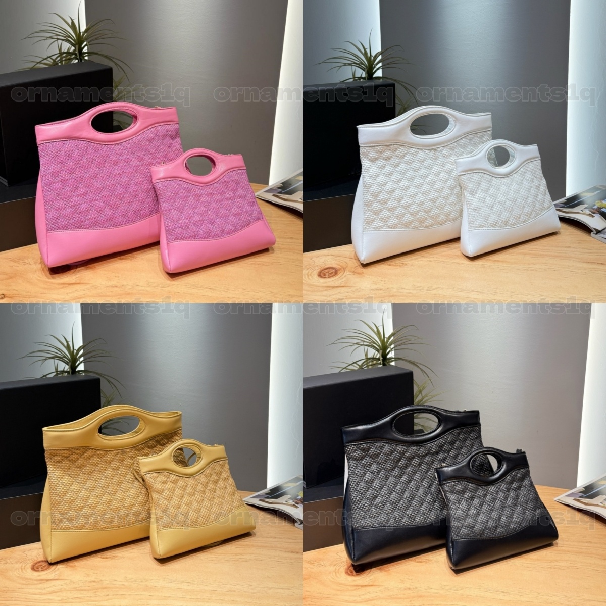 Woven Straw Tote Bag for Women with Leather Accents - 2 Sizes Available, Top Handle Design with Leather Trim, Casual Summer Beach & Daily Handbag