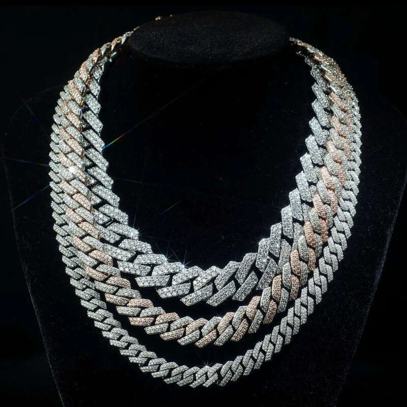 moissanite cuban link pendant necklaces designer for men Fine jewelry pass diamond tester iced out Miami14mm chain 925 Sterling Silver necklace