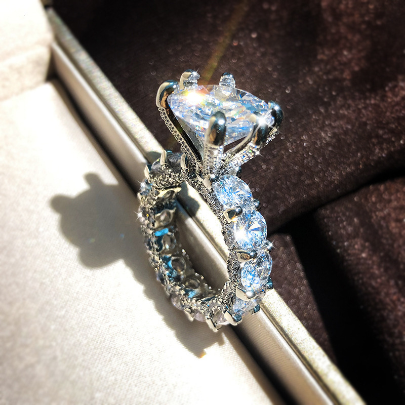 Vintage 10ct Lab bague en diamant 925 en argent sterling bague de fiançailles anneaux de mariage pour les femmes mariée doigt fête bijoux 250920