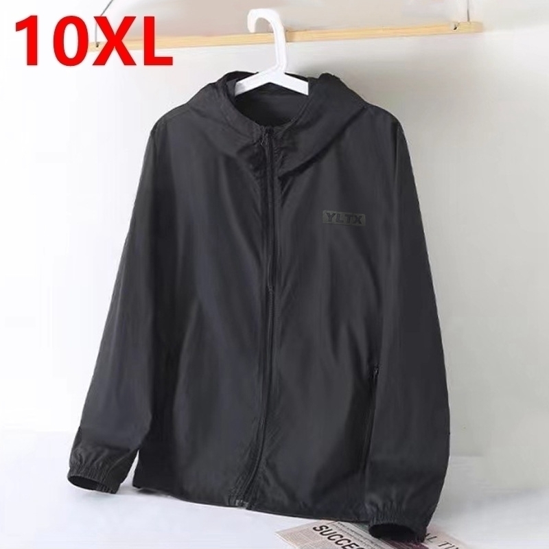Summer oversized Sun Protection Clothes plus size Thin casual loose hooded jacket Lightweight coat black 10XL 9XL 260526BJ